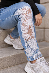 Lace Floral Crochet Hollow-Out Jeans
