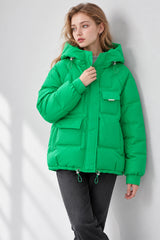 Cropped Insulated Cargo Puffer Jacket