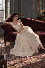 Sheer Lace V Neck Elegant Maxi Dress