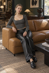 Square Neck Long Sleeve Knit Top