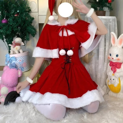 Plush Patchwork Mini Dress with Shawl