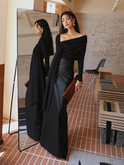 Black PU Leather High Waist Skirt