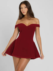 Elegant One-Shoulder Bow Detail Mini Dress