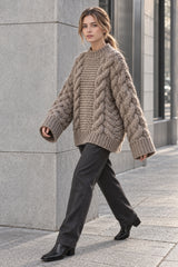 High Neck Wide Long Sleeve Loose Sweater