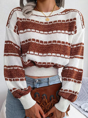 Striped O-Neck Knit Sweater