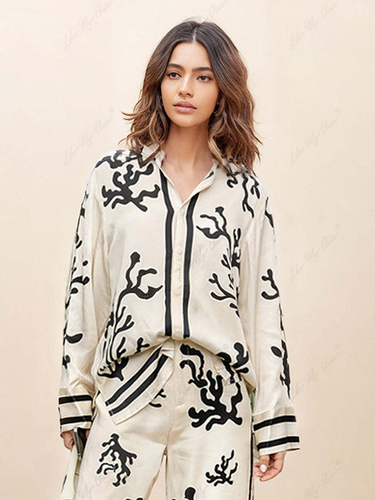 Hidden Button Printed Shirt