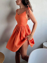 Backless Suspender High Waist Mini Dress