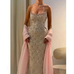 Sleeveless Pink Mermaid Gown