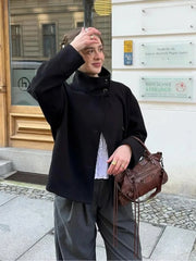 Solid Stand Collar Coat