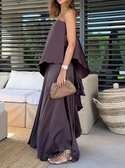 Sleeveless Tube Top and Skirt Set