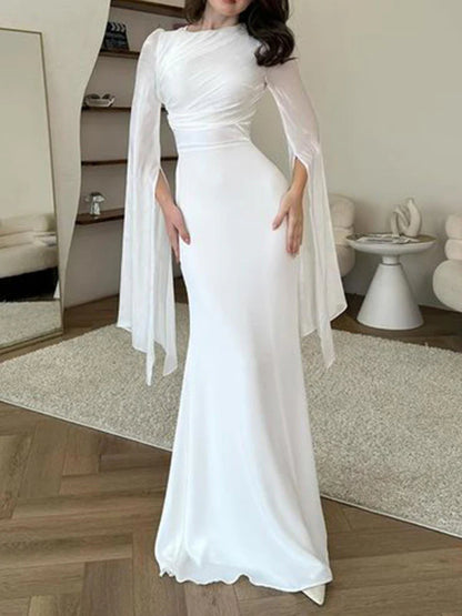 Chiffon Ruffled Sleeve Bodycon Dress