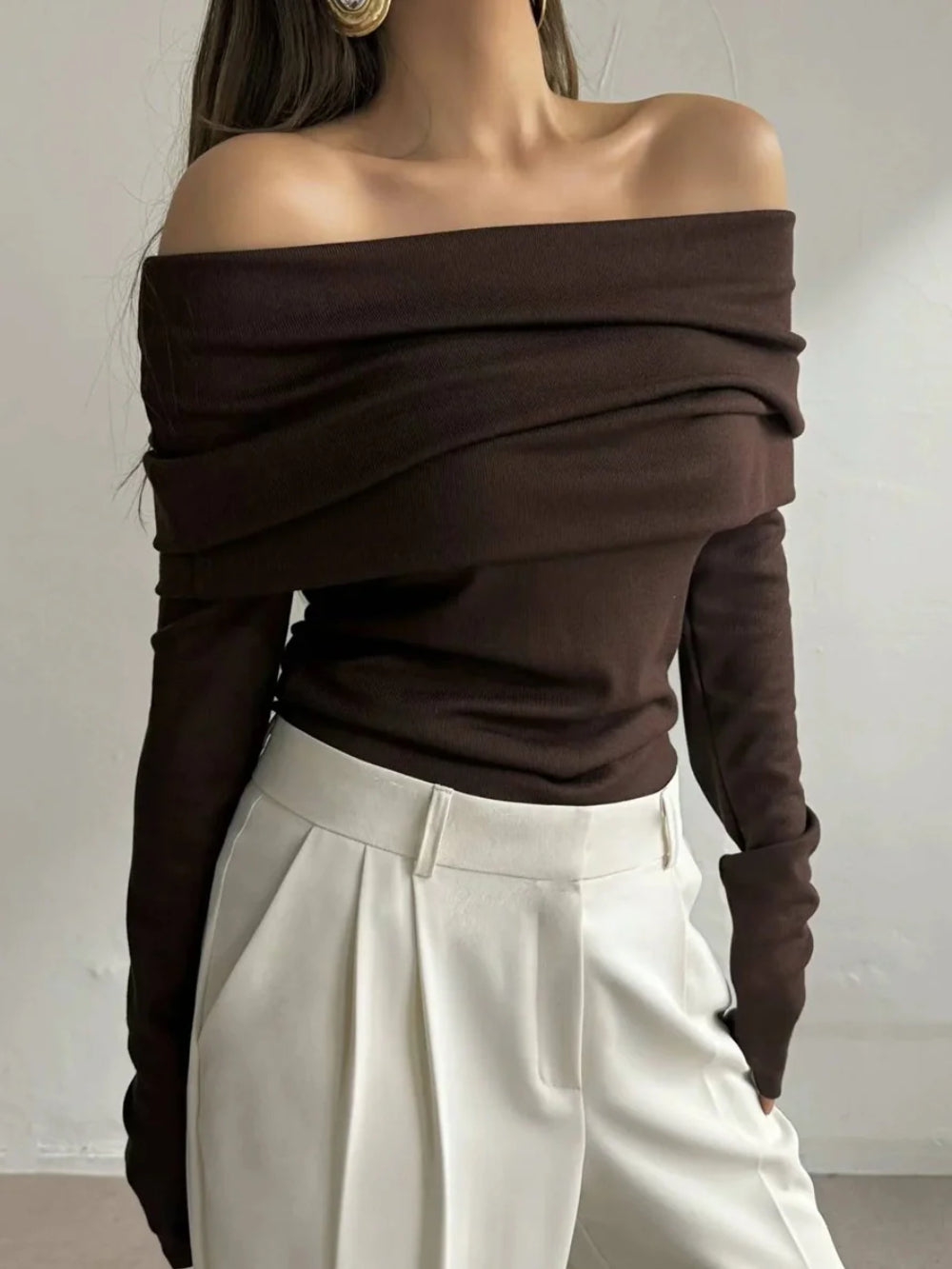 Ribbed One-Shoulder Sweater