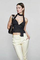 Sexy Open Back Dot Cami Top