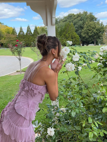 Ruffled Ruched Slimming Midi Dress
