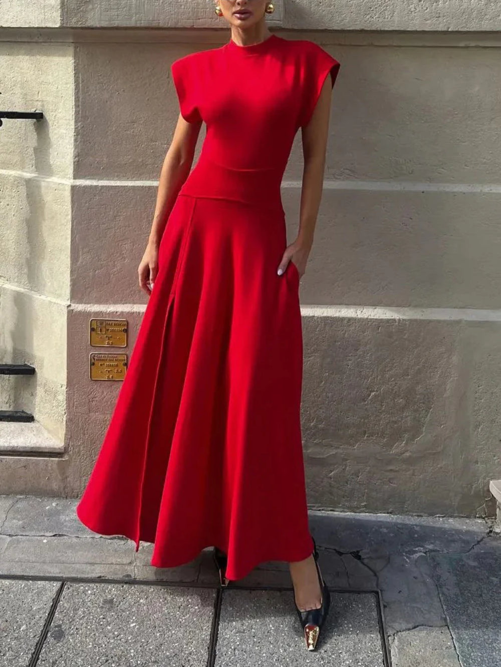 Elegant Fitted Slit Maxi Dress