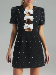 Sexy Hollow Puff Sleeve Mini Dress