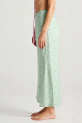 Floral Satin A-Line Midi Skirt