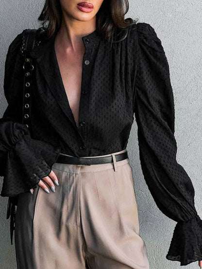 Puff Sleeve Jacquard Blouse