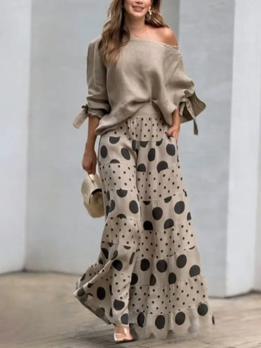 Asym Neck Polka Dot Set