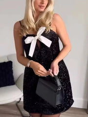 Chic Bow Strap A-Line Dress