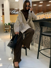 Knitted Faux Fur Patchwork Coat