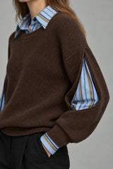 Vibemartini 2 in 1 Ribbed Cutout Sweater