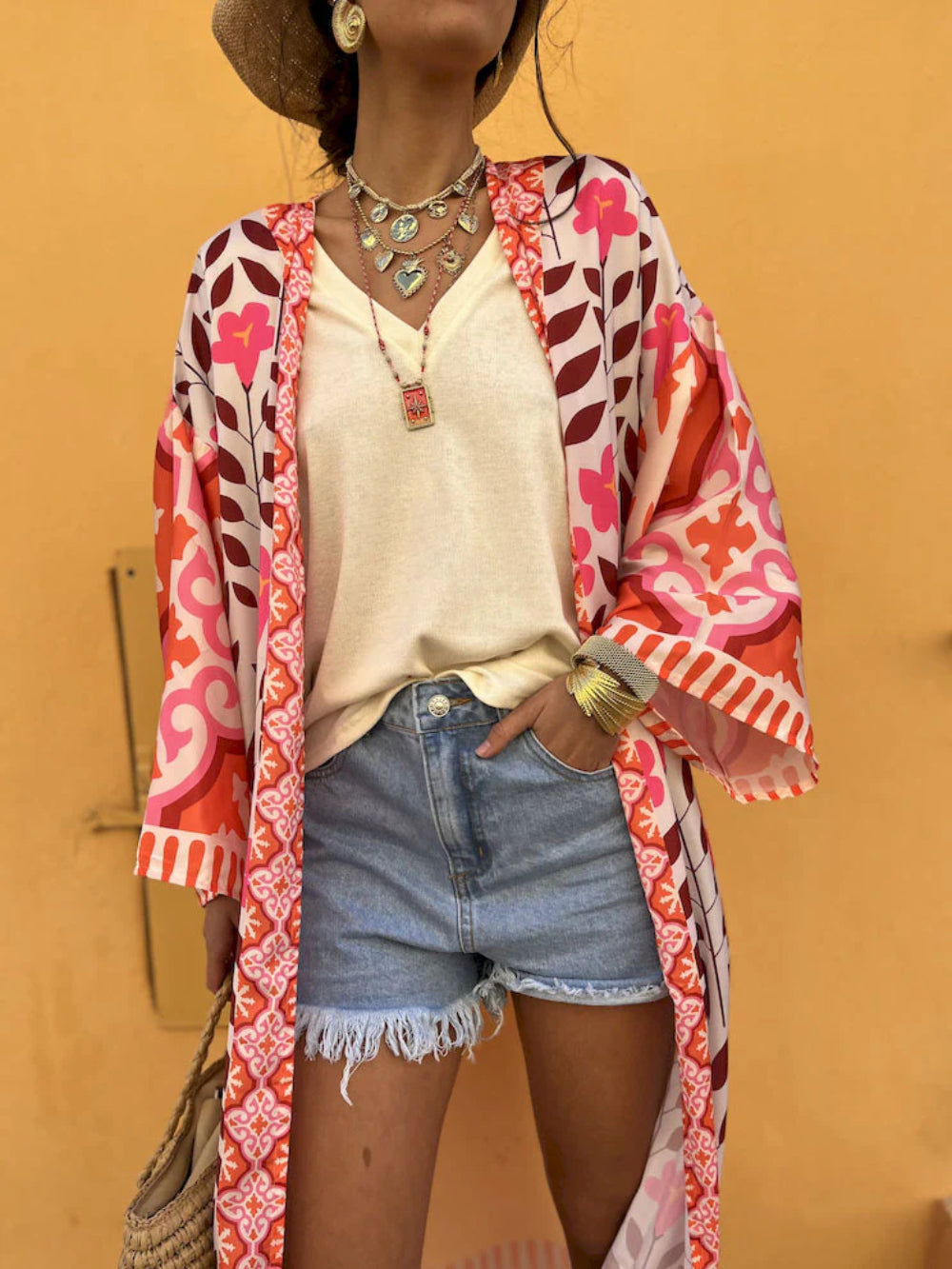 Floral Print Oversized Cardigan