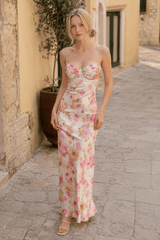 Printed Open Back Cami Ruched Vacation Dress