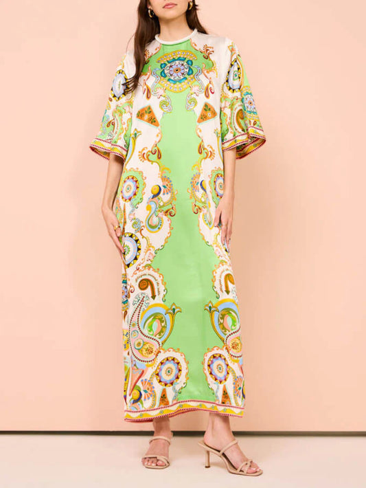 Unique Cashew Floral Print Loose-Fit Midi Dress