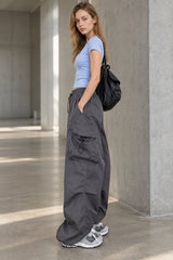 Casual Straight Wide Leg Pockets Joggers Trousers