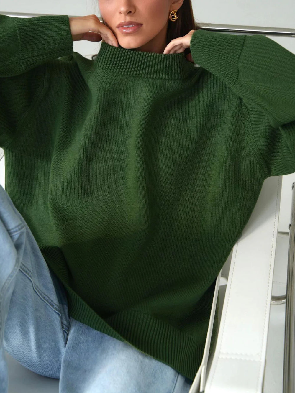 Casual Crewneck Knit Sweater