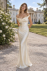 Spaghetti Strap Satin Fashion Maxi Dress