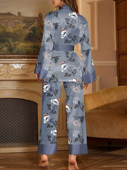 Two Piece Printed Satin Pajamas