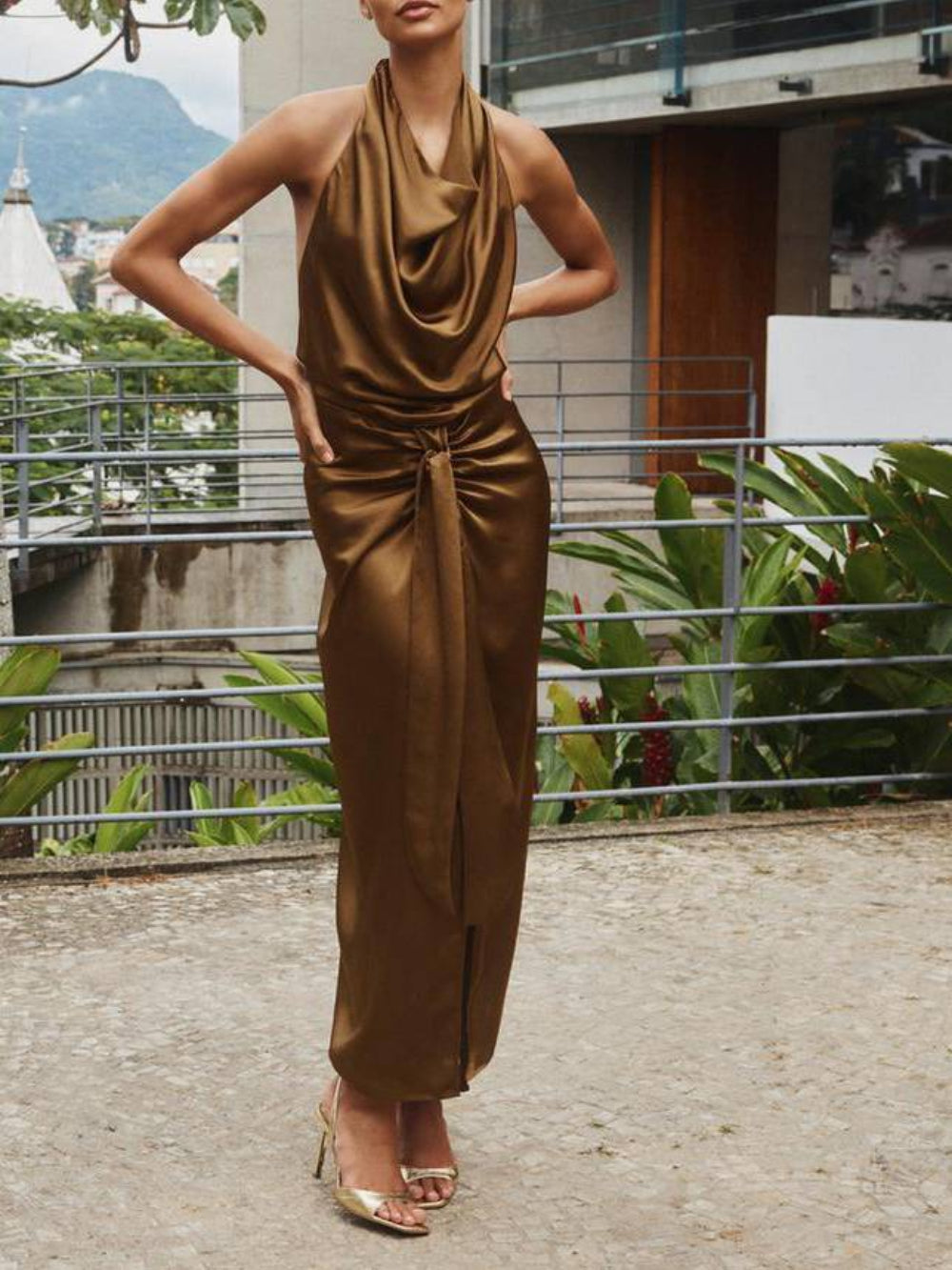 Halter Neck Midi Dress