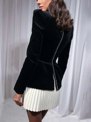 Elegant Colorblock Pleated Detail Mini Dress