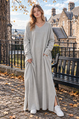 V Neck Swing Dress - Long Sleeve