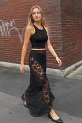 Lace Insert Bodycon Maxi Skirt
