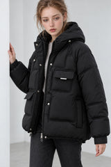 Cropped Insulated Cargo Puffer Jacket