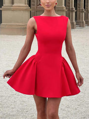 Elegant Open Back Ruched Mini Dress
