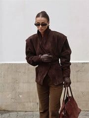 Suede One-Button Jacket