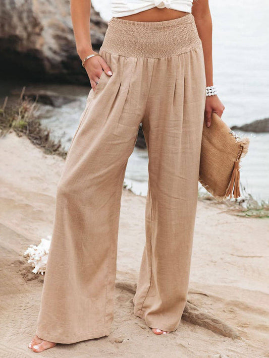 Smocked Pocketed Pants