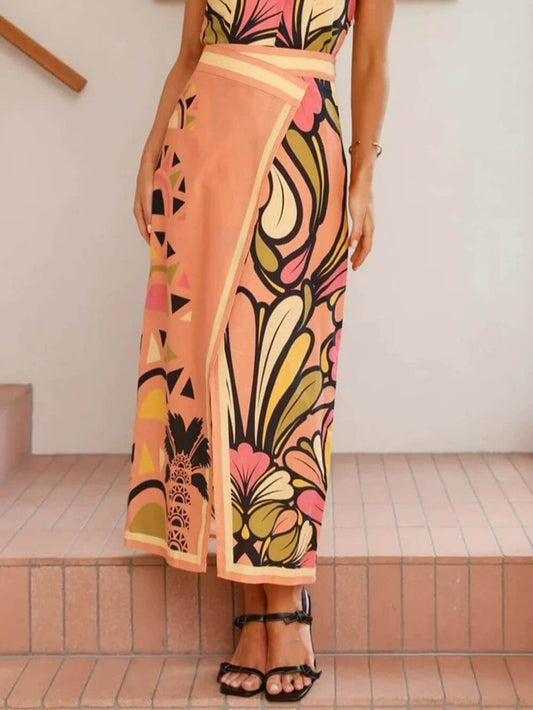 Floral Print Cardigan Skirt