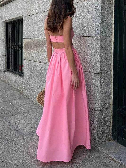 Cropped Top & Loose Maxi Skirt Set