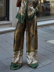 Paisley Print Elastic Waist Pants