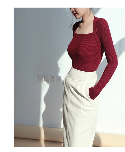 High Waist PU Leather Midi Skirt