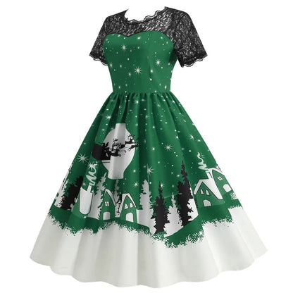 Vintage Print A-Line Dress
