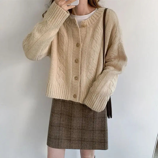 Elegant V-Neck Knit Cardigan