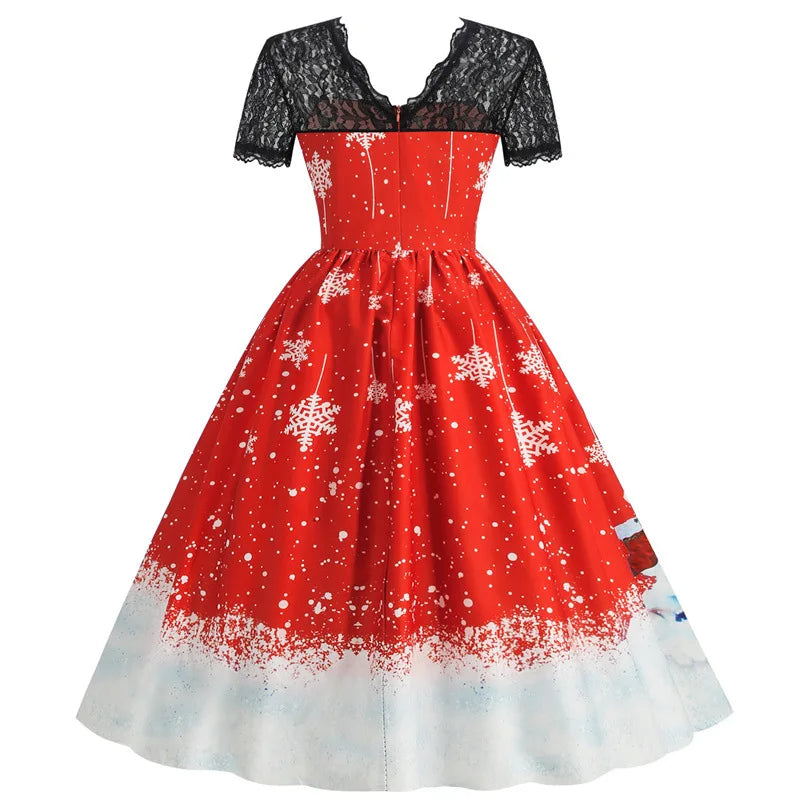 Vintage Print A-Line Dress