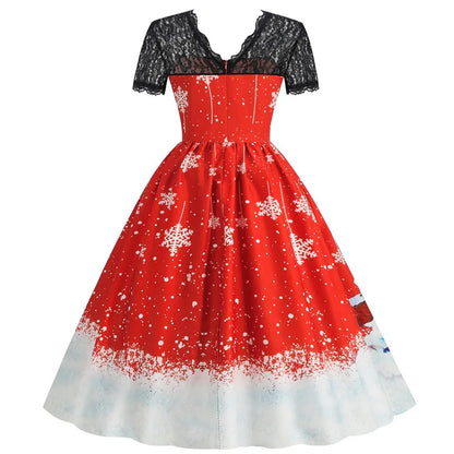 Vintage Print A-Line Dress