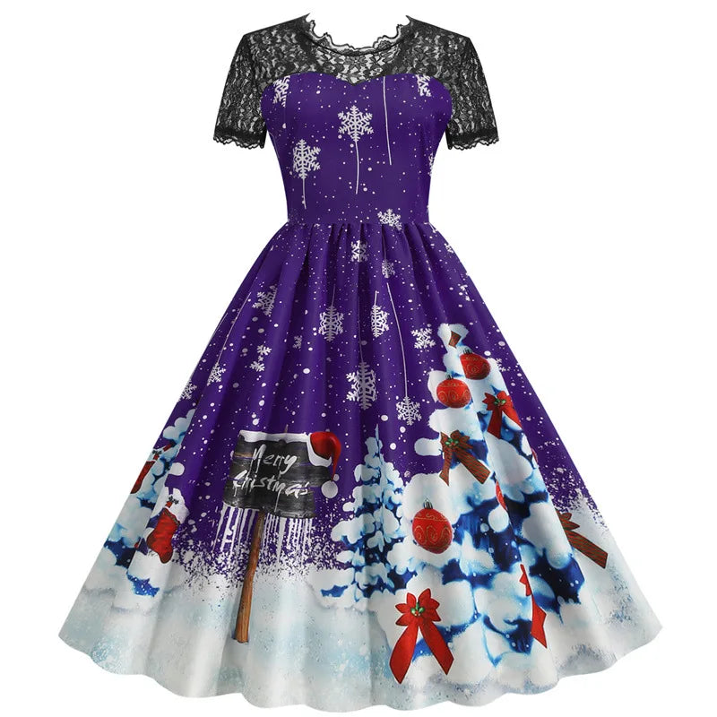 Vintage Print A-Line Dress